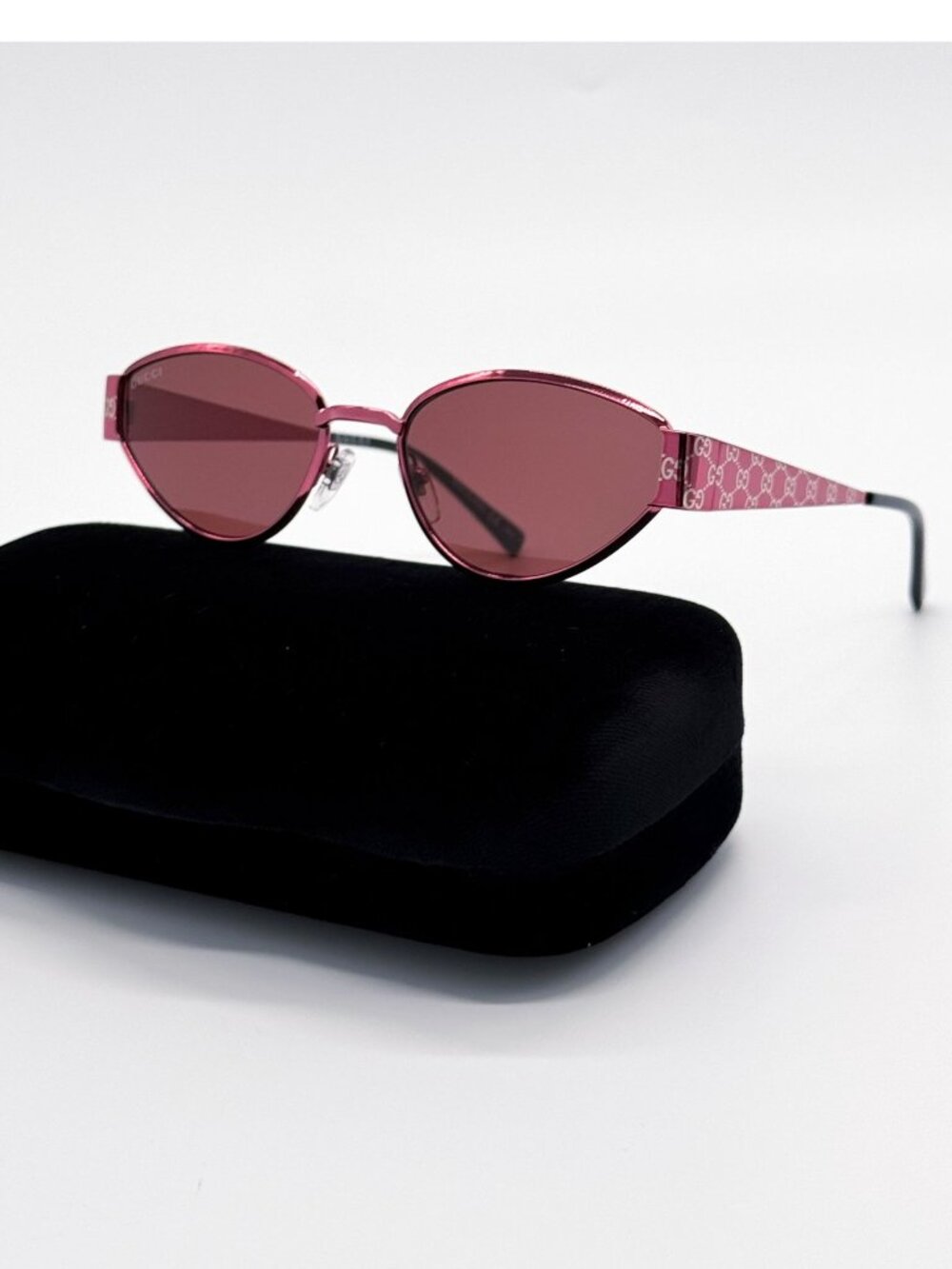 NWT Gucci GG1853S 004 Women Metal Burgundy Brown Sunglasses